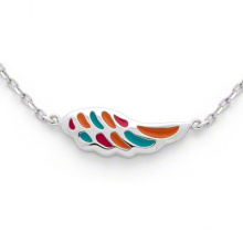 Wing Shape Necklace 925 Silver Chain Multi Color Jewelry for Children
